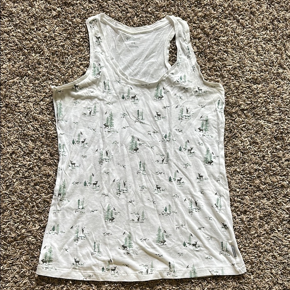 White Patterned Columbia Tank Top